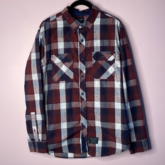Marc Ecko Other - Marc Ecko Cut&Sew button up gingham plaid shirt Size M/M